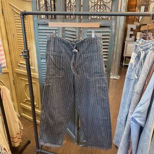 Sage + Fig Charcoal Pinstripe Utility Wide-Leg Pants